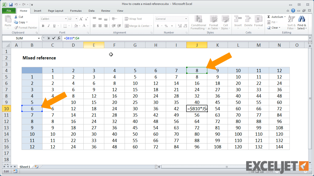 Excel tutorial How to create a mixed reference